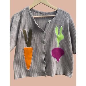 Small Upcycled Vegetable Button Up Sweater